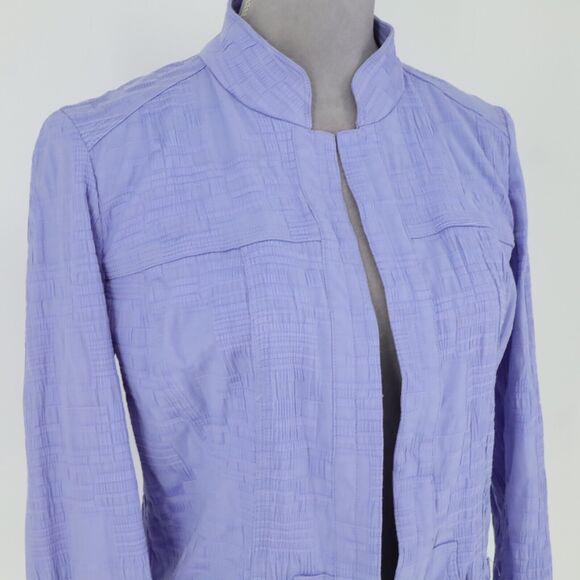 Chicos Jacket 0 Womens 4 Small Lavender Open Front Stretch Cotton Pockets Career - Picture 7 of 13